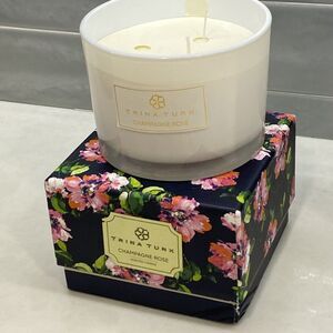 Trina Turk Candle Champagne Rose Scented 3-Wick Luxury Glass Jar In Box NIB